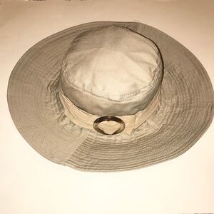 NWOT Sun 'N' Sand Brown Tan Khaki Wide Brim Summer Straw Hat | Buckle Detail